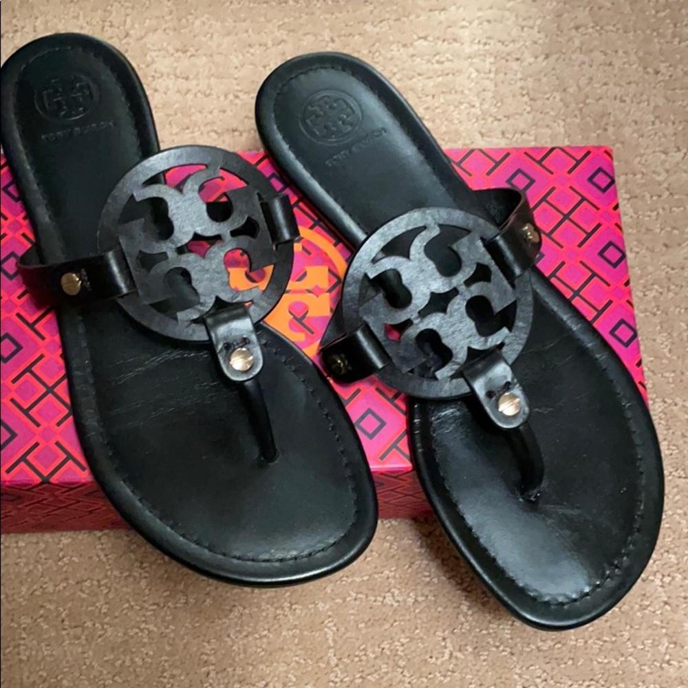 Tory Burch Black Leather Miller Sandal